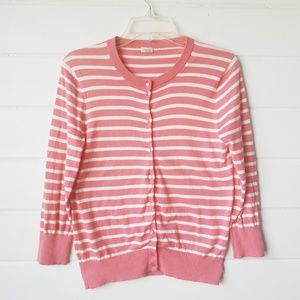 J.Crew Coral striped long sleeve button down Sz M